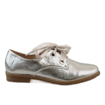 Srebrne sznurowane półbuty 188-233 szare