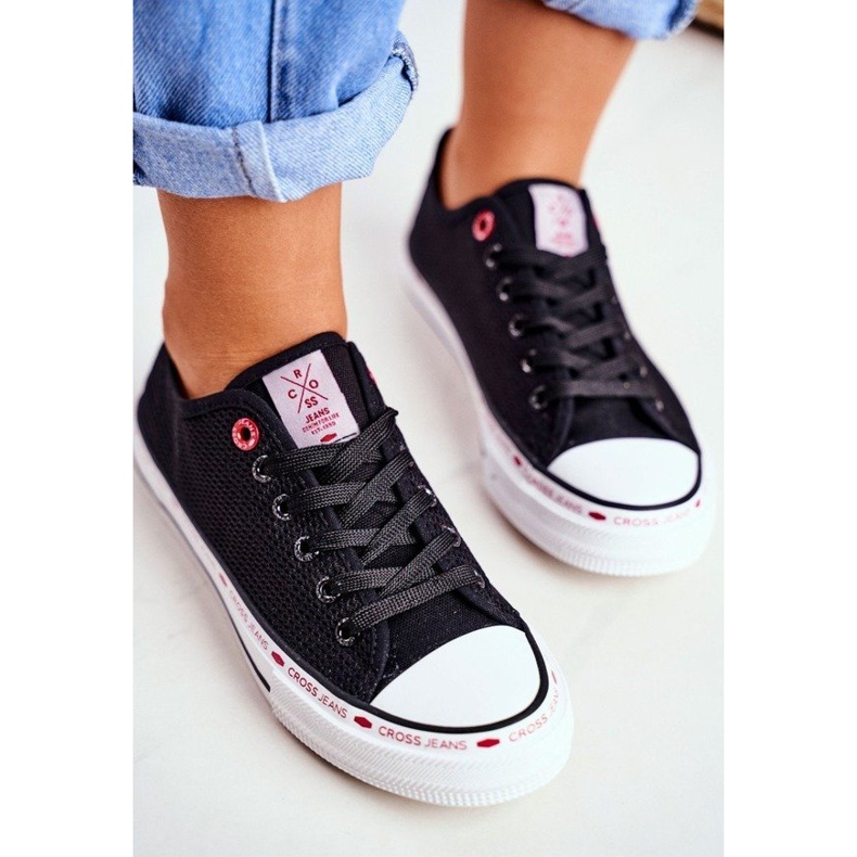 Cross Jeans Czarne trampki damskie siateczka FF2R4015C