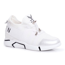 SEA Białe sportowe damskie buty z suwakiem i ściągaczem NB358