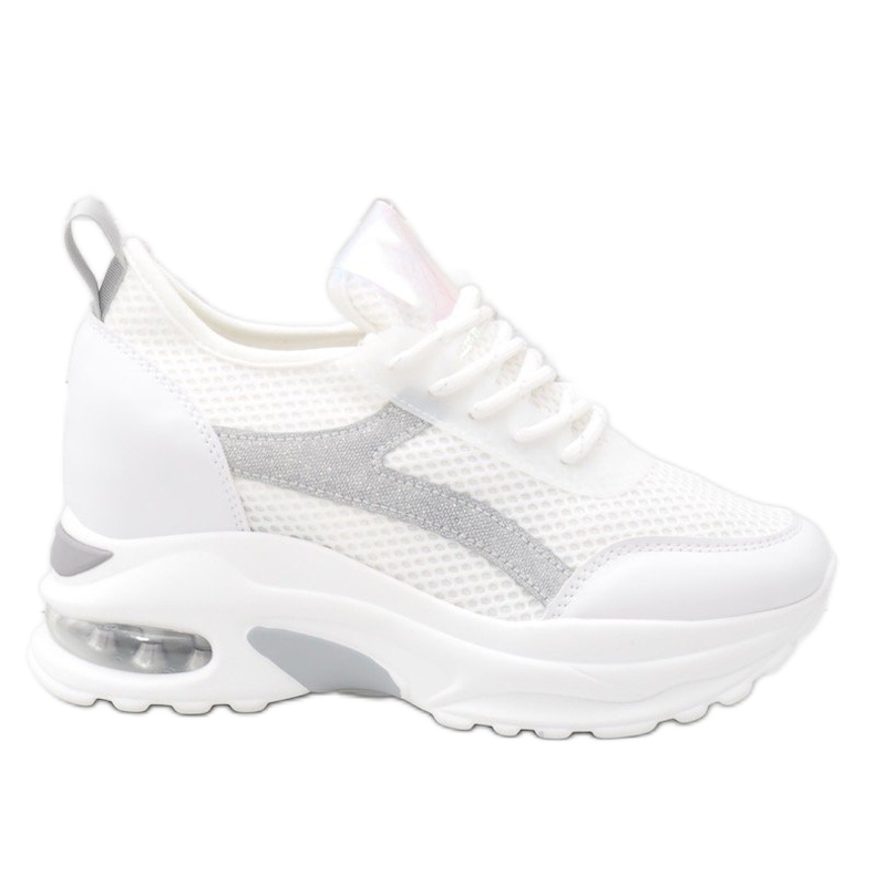 Białe sneakersy sportowe z systemem AB5722 szare