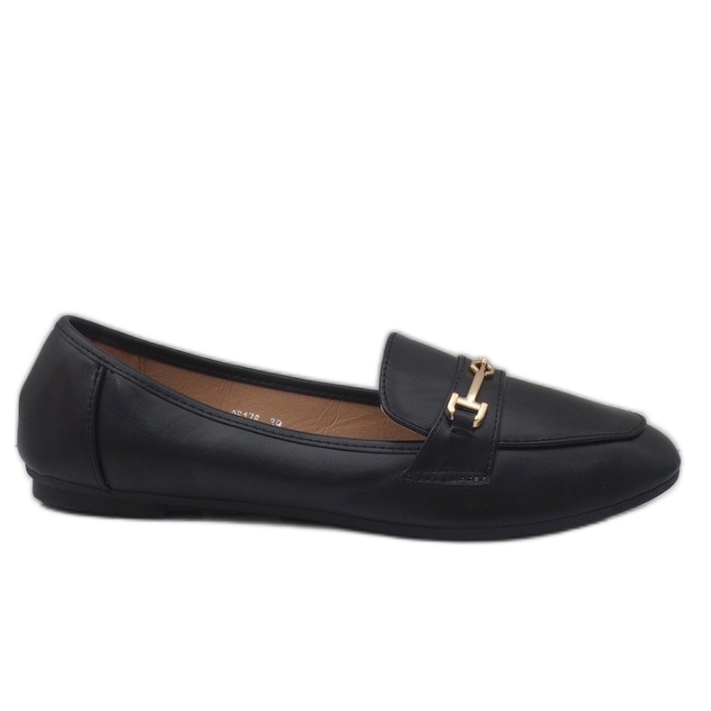 Czarne mokasyny balerinki z eko-skóry 9F176