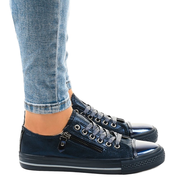 Granatowe trampki błyszczące TL-64