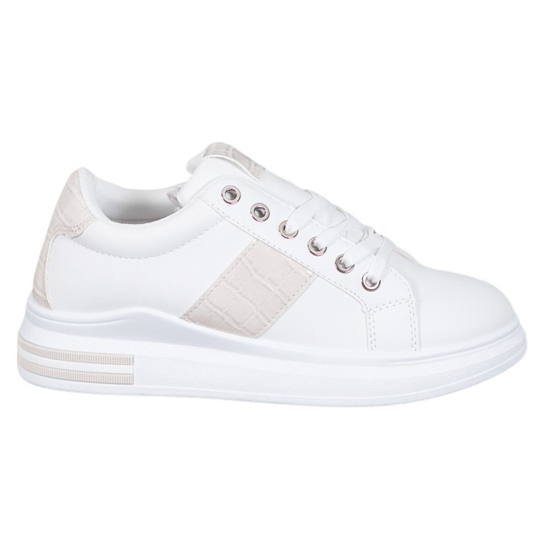 Weide Buty Sportowe Z Beżowymi Wstawkami białe