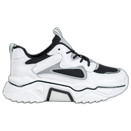 Weide Modne Sneakersy Z Siateczką białe czarne