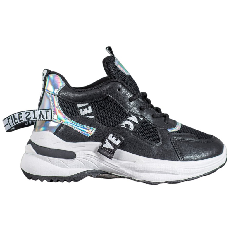 Weide Modne Sneakersy Z Napisami czarne