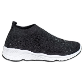 SUPER COOL Czarne Buty Z Kryształkami