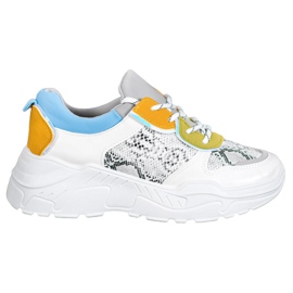 SHELOVET Modne Sneakersy białe wielokolorowe