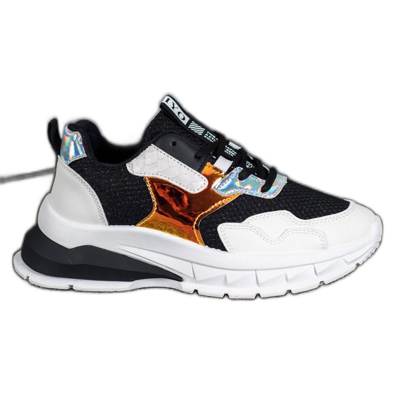 SHELOVET Sneakersy Z Siateczką białe czarne