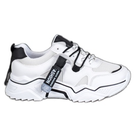 SHELOVET Sneakersy Damskie Fashion białe czarne