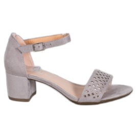 Filippo Eleganckie Sandałki Na Obcasie szare