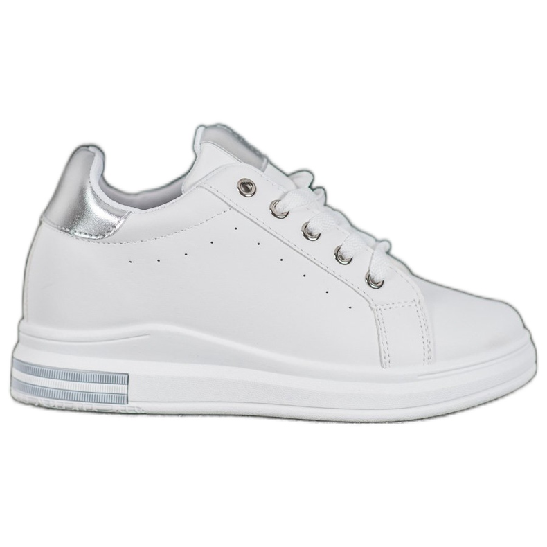SHELOVET Sneakersy Z Ukrytą Koturną białe