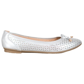 SHELOVET Ażurowe Baleriny Z Eko Skóry szare