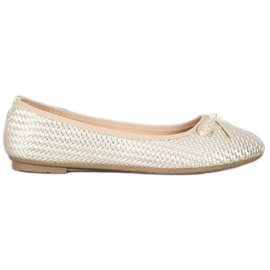 SHELOVET Plecione Złote Baleriny złoty