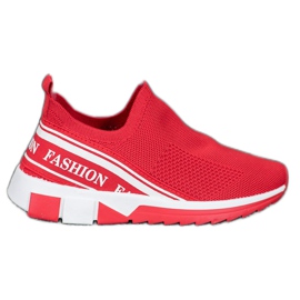 SHELOVET Ażurowe Slipony Fashion białe czerwone