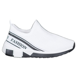SHELOVET Ażurowe Slipony Fashion białe
