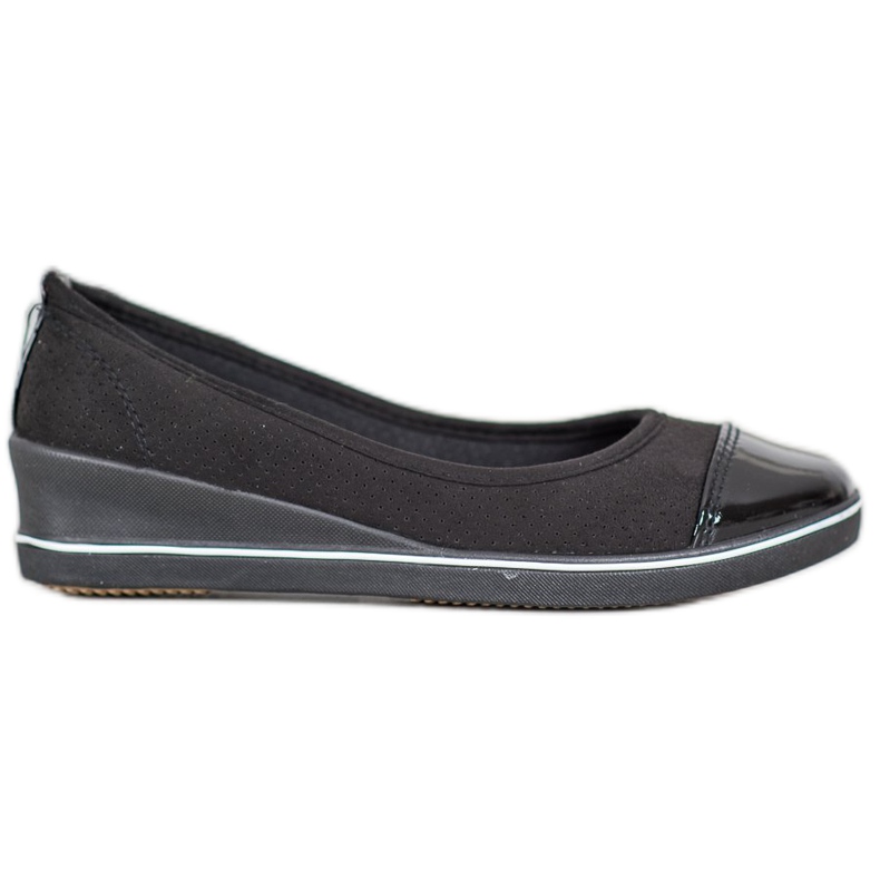 McKey Zamszowe Baleriny Na Koturnie czarne