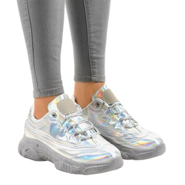 Srebrne sneakersy trampki Z-9781 szare