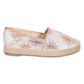 Best Shoes Cekinowe Espadryle różowe