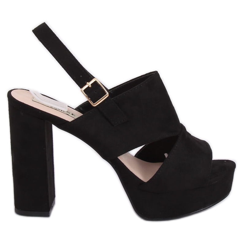 Sandałki na słupku czarne 9R02 Black