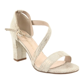 Sandały gladiatorki Sergio Leone SK870 beżowe beżowy złoty