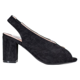 Eleganckie Buty Na Słupku VINCEZA czarne