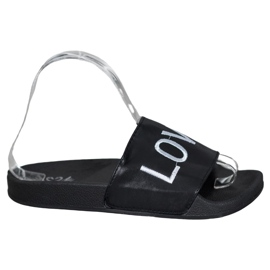 Small Swan Klapki Z Eko Skóry LOVE&HATE czarne