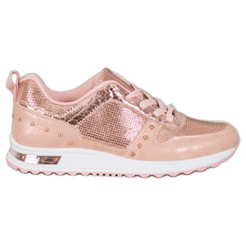 Emaks Błyszczące Sneakersy Na Platformie różowe żółte