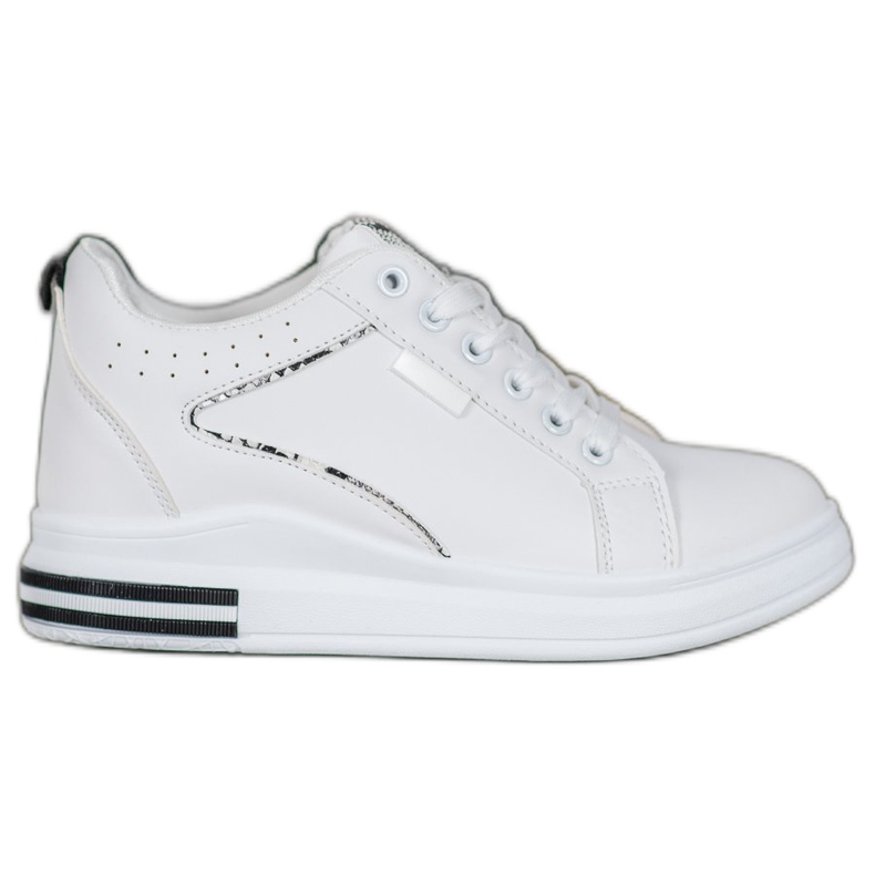 SHELOVET Białe Obuwie Z Ukrytą Koturną