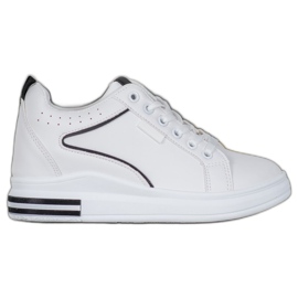 SHELOVET Białe Obuwie Z Ukrytą Koturną