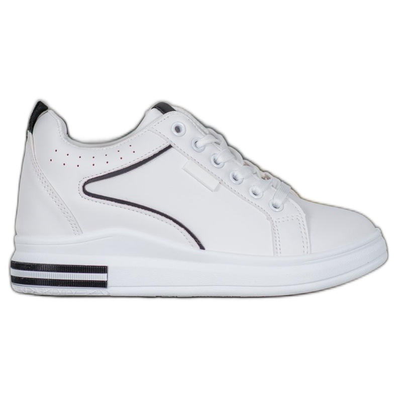 SHELOVET Białe Obuwie Z Ukrytą Koturną