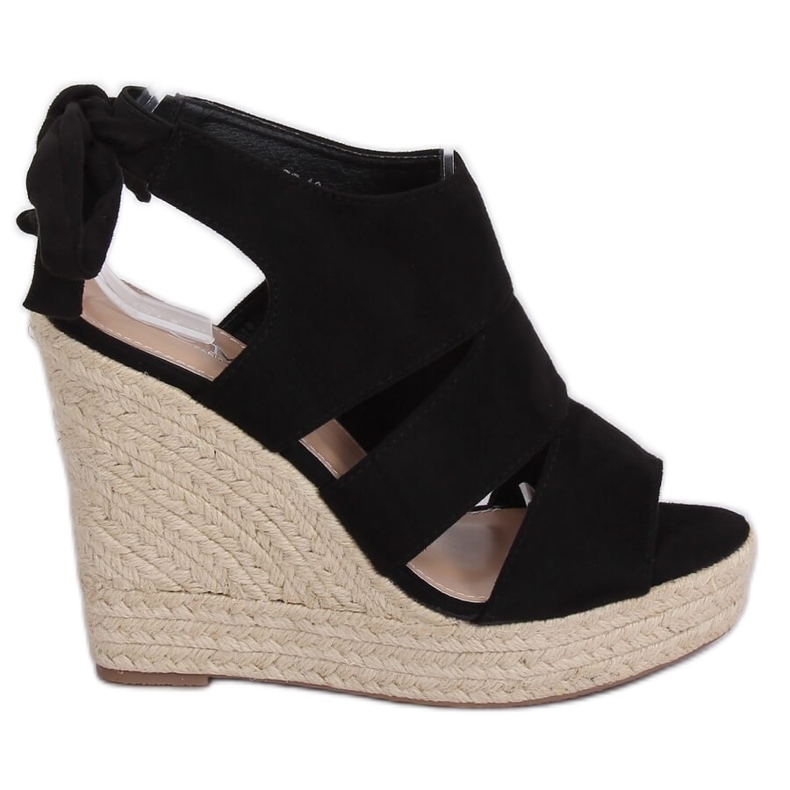 Espadryle na koturnie czarne 77-77 Black