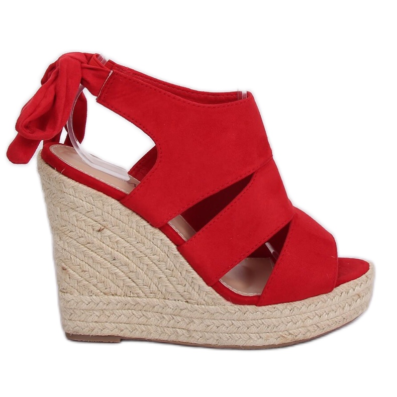 Espadryle na koturnie czerwone 77-77 Red