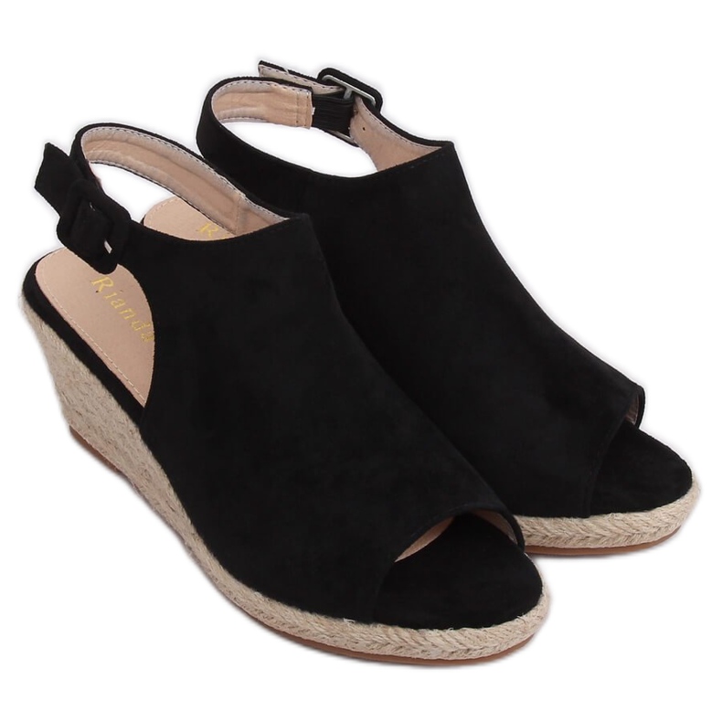 Espadryle na koturnie czarne F3303 Black