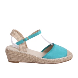 Espadryle na koturnie miętowe LLI-3M85 Green wielokolorowe zielone