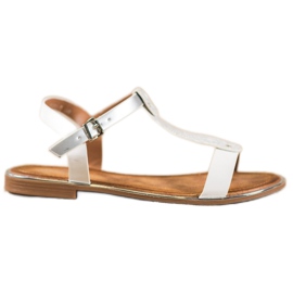 Small Swan Klasyczne Sandałki Z Eko Skóry białe