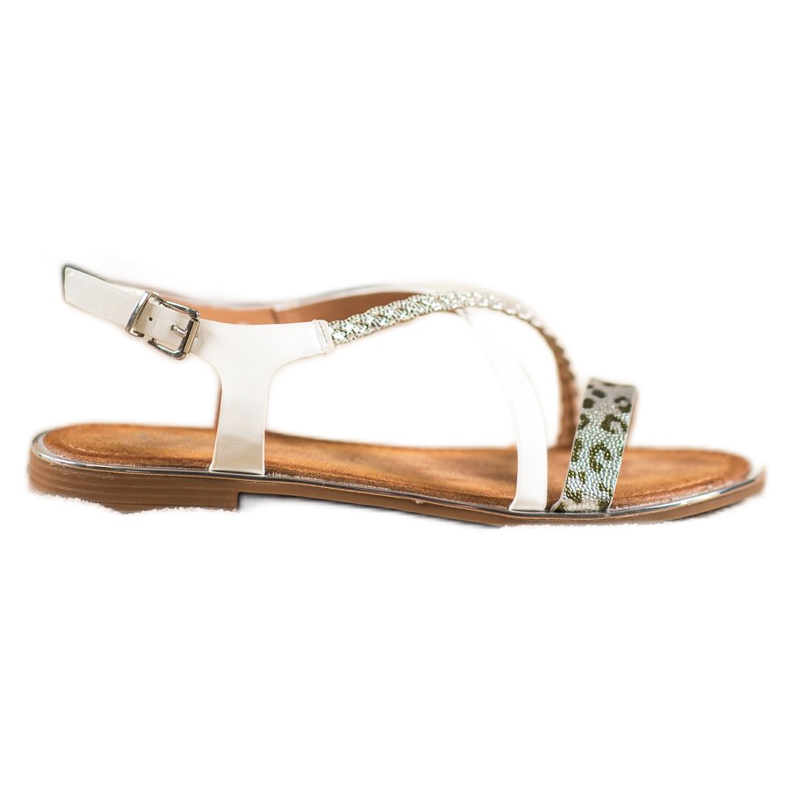 Small Swan Stylowe Sandały Leopard Print białe