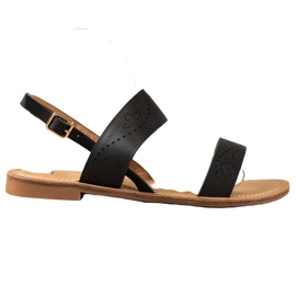 Small Swan Sandały Z Ażurkowym Wzorem czarne