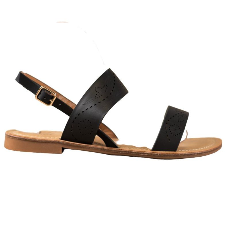 Small Swan Sandały Z Ażurkowym Wzorem czarne