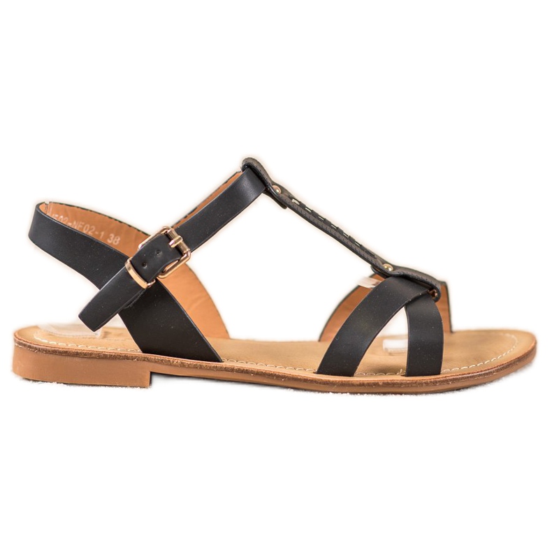 Small Swan Eleganckie Czarne Sandałki