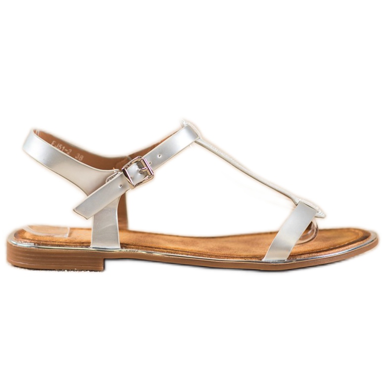 Small Swan Stylowe Sandałki Z Eko Skóry szare