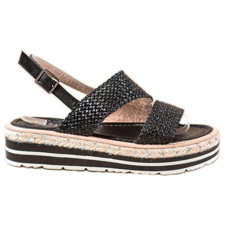 Small Swan Plecione Sandały Na Platformie czarne