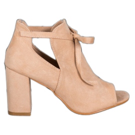 Wiązane Botki Open Toe VINCEZA beżowy