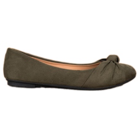 Clowse Wygodne Baleriny Z Zamszu zielone