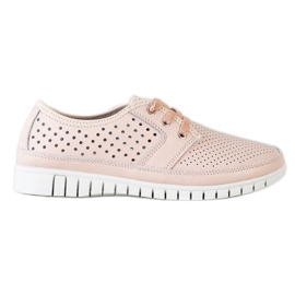 Kylie Skórzane Półbuty Na Platformie różowe