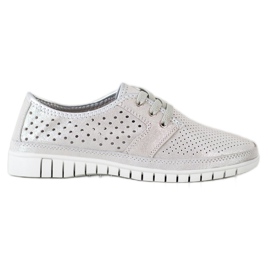 Kylie Skórzane Półbuty Na Platformie szare