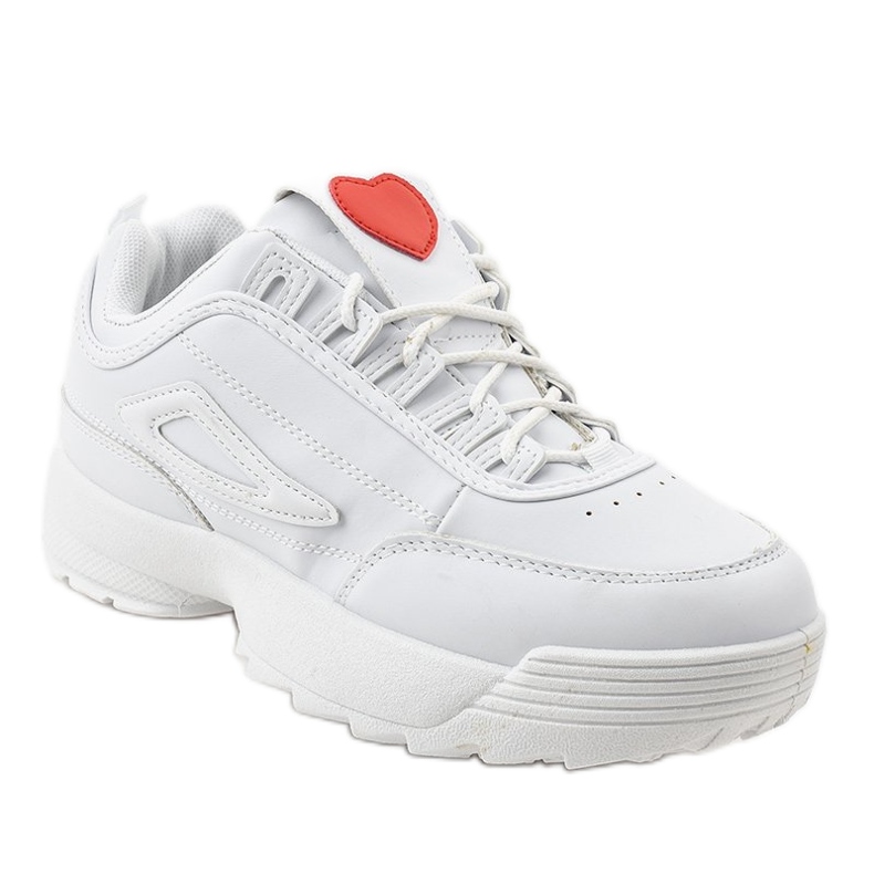 Białe modne obuwie sportowe z sercem F29-5