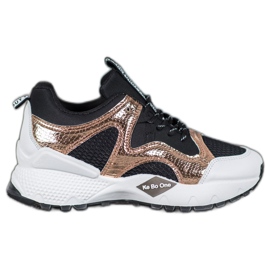 Bona Sneakersy Z Siateczką Fashion czarne żółte