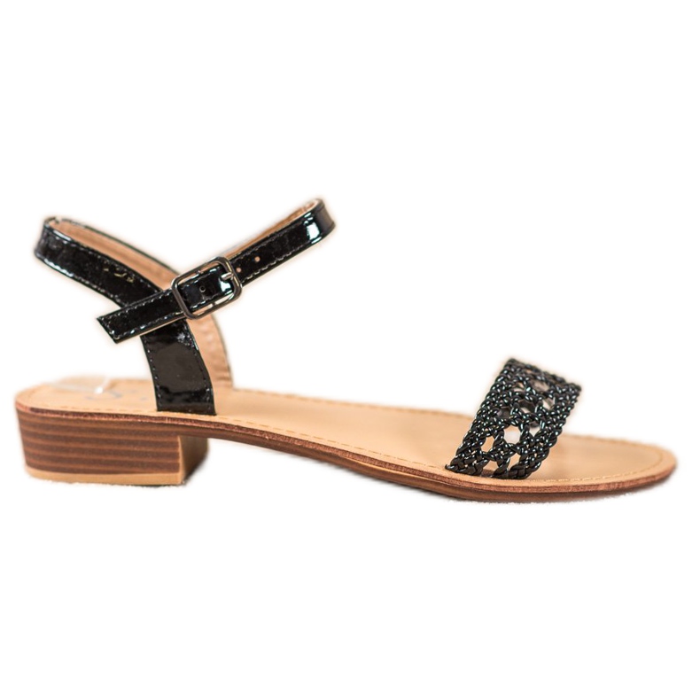 Small Swan Eleganckie Plecione Sandały czarne