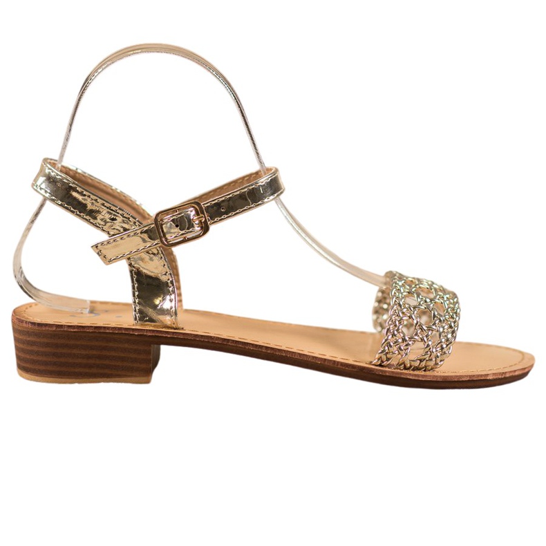 Small Swan Eleganckie Plecione Sandały złoty