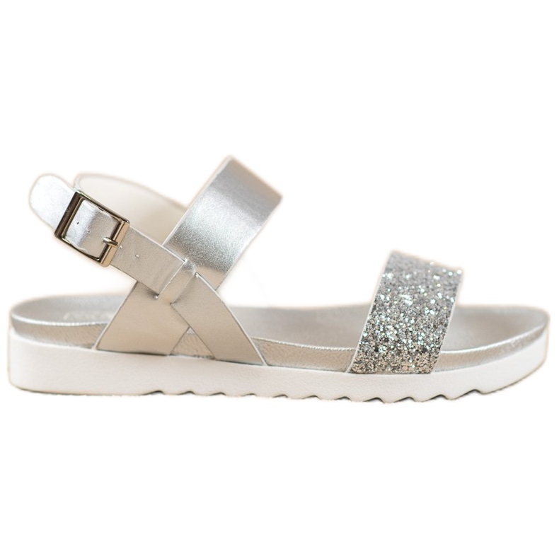 Filippo Srebrne Sandałki Na Platformie szare